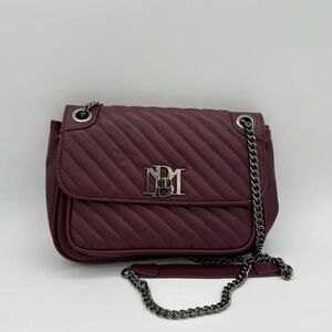Badgley Mischka In Elegant Plum Quilted Shoulder Bag